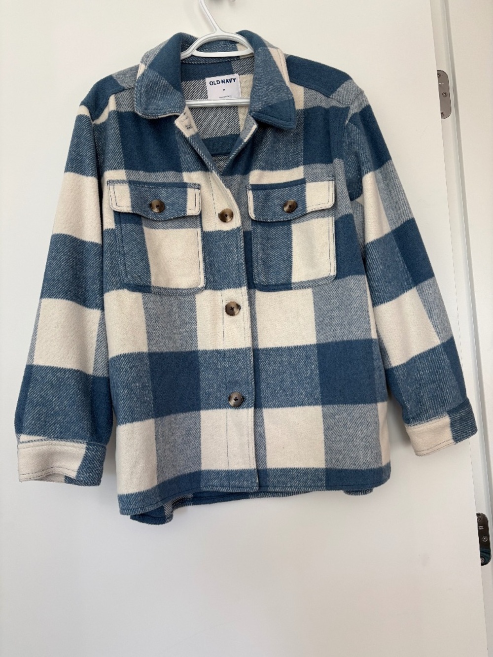 Old Navy - Blue and White Plaid Shaket - Size M